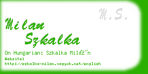 milan szkalka business card